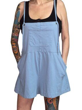 Sz.0X (XL)*Cider*Baby Blue Soft Cotton Shorts Overalls